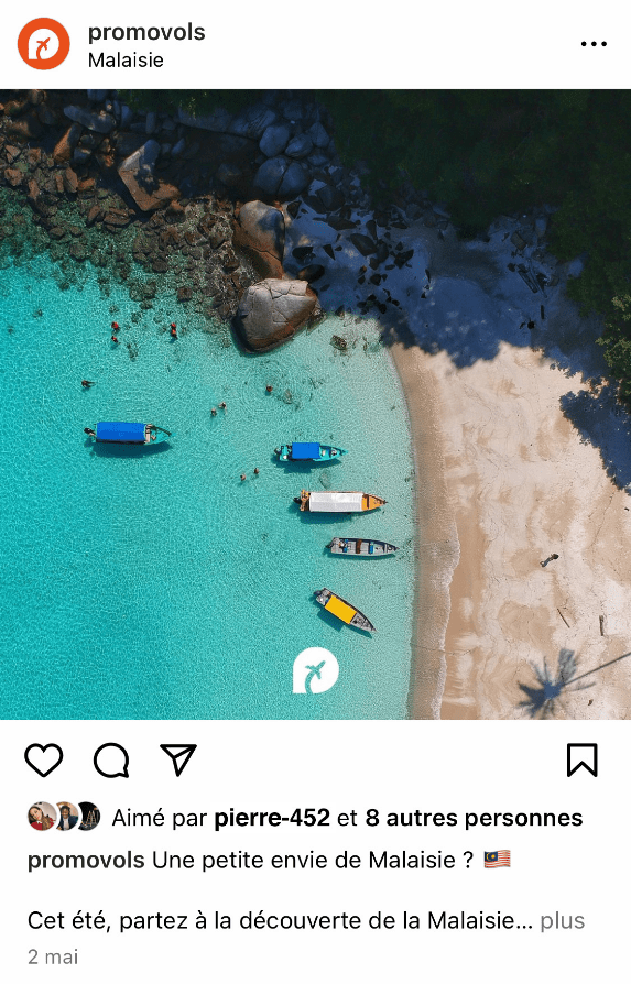 Publication Instagram pour Promovols