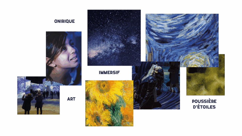 Moodboard pour la refonte de l'identité visuelle de l'exposition Imagine Van Gogh